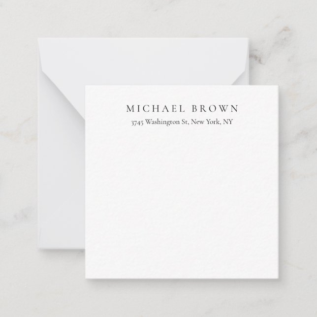 Black White Unique Classical Elegant Plain Note Card (Front)