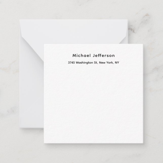 Black White Unique Classical Elegant Plain Note Card (Front)