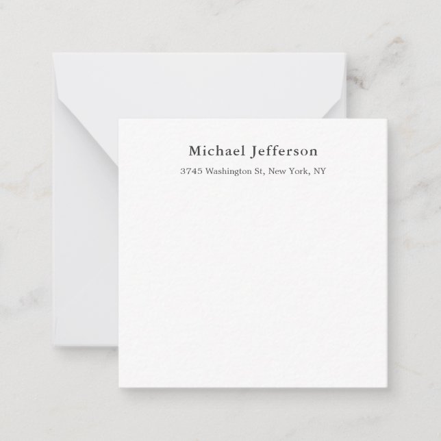Black White Unique Classical Elegant Plain Note Card (Front)