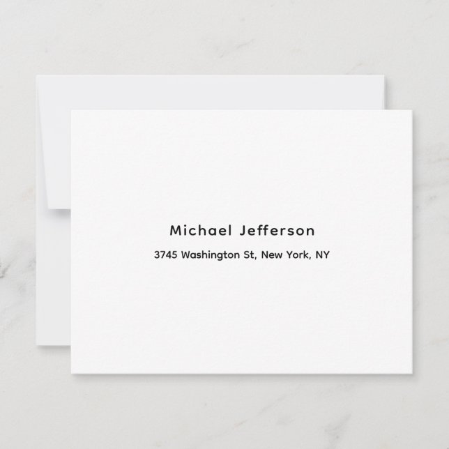 Black White Unique Classical Elegant Plain RSVP Card (Front)