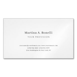 Black White Unique Elegant Plain Simple Special Business Card Magnet