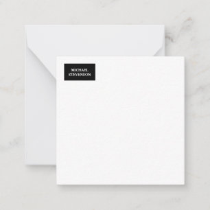 Black White Unique Minimalist Plain Modern Name Note Card
