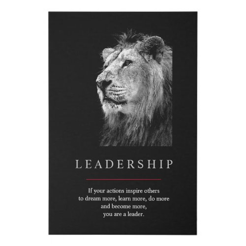 Black White Unique Motivational Leadership Lion Faux Canvas Print