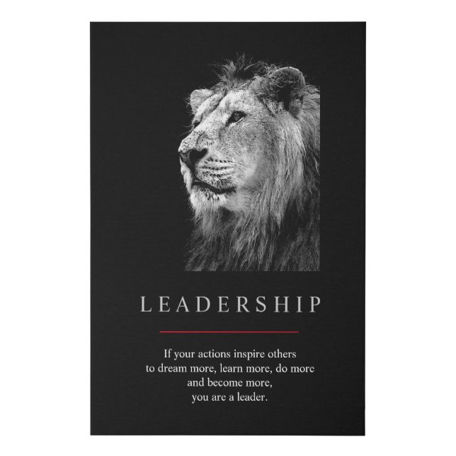 Black White Unique Motivational Leadership Lion Faux Canvas Print (Front)