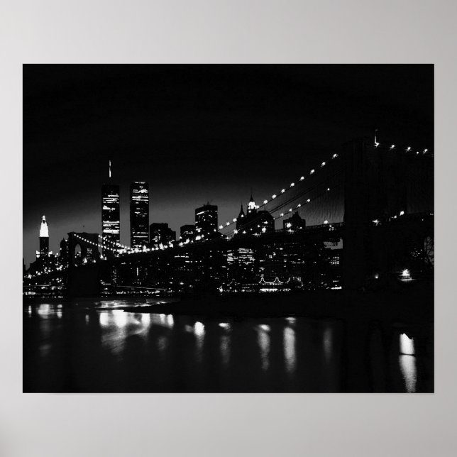 Black & White Unique New York Night Poster Print (Front)