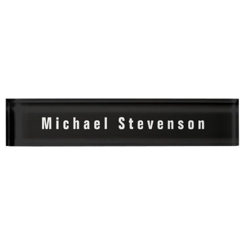 Black White Unique Personal Business Nameplate