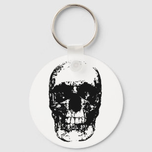 Black White Unique Pop Art Skull Cool Keychain