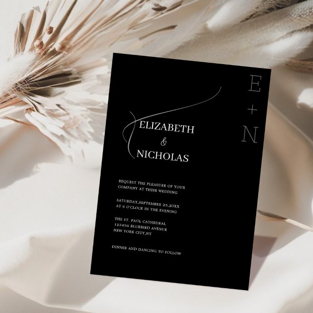 black & white unique template wedding invitation (Creator Uploaded)