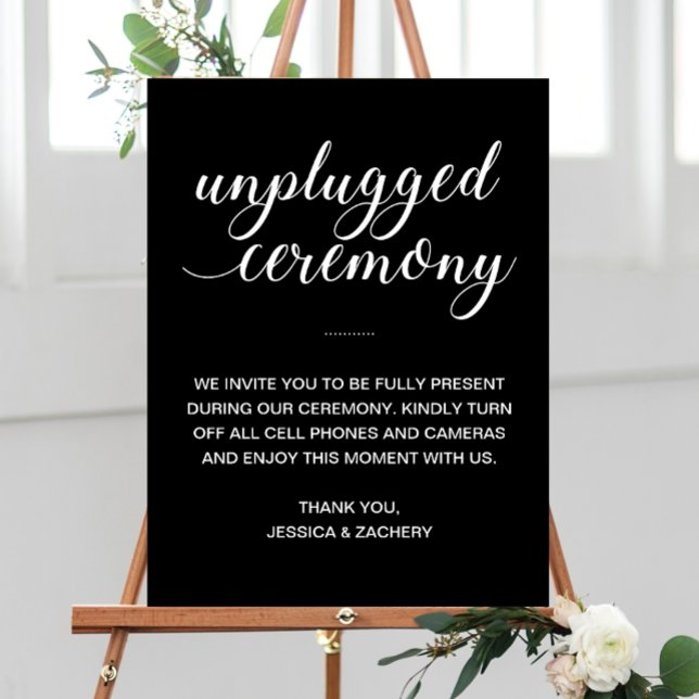 Black White Unplugged Wedding Ceremony No Phones Foam Board (Creator Uploaded)