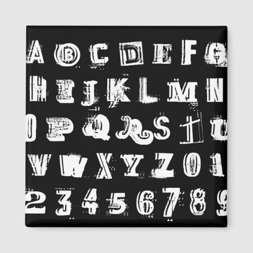 Black  White Urban Graffiti Font ABC  123 Magnet