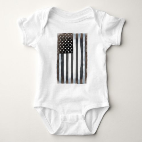 Black  White US American Flag Baby Bodysuit