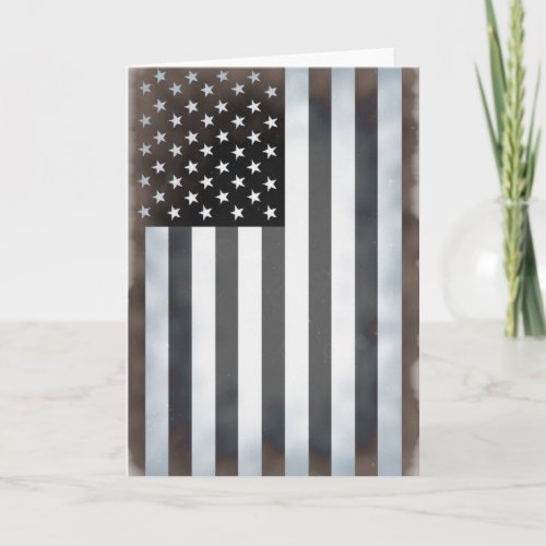 Black  White US American Flag Card