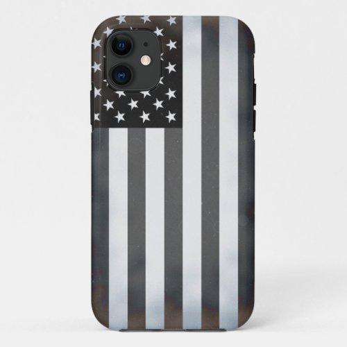 Black  White US American Flag iPhone 11 Case