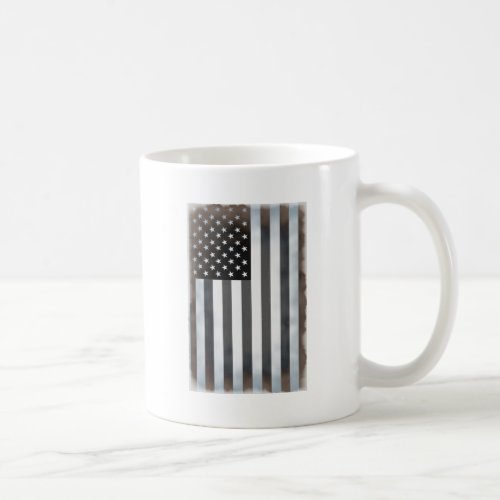 Black  White US American Flag Coffee Mug