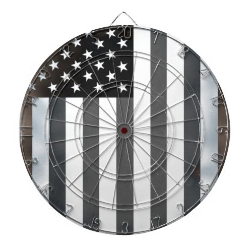 Black  White US American Flag Dart Board