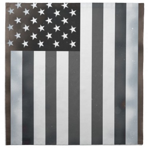 Black  White US American Flag Napkin