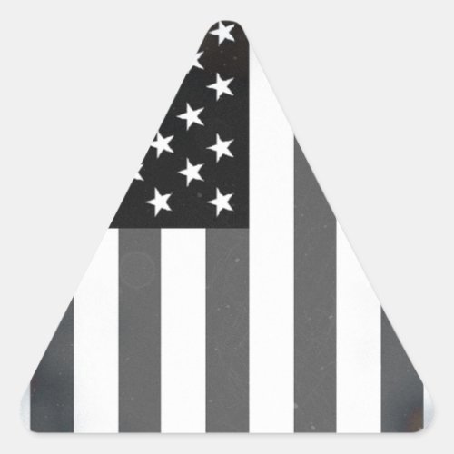 Black  White US American Flag Triangle Sticker