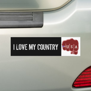 black white USA Fist Bump and Tattoo American Flag Bumper Sticker
