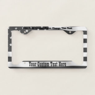 Black White Usa Flag License Plate Frame