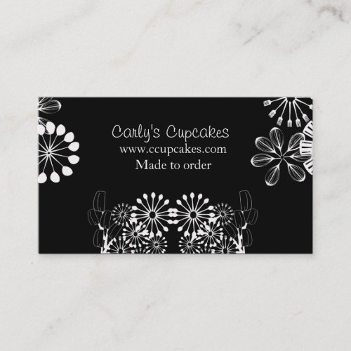 Black &amp; White Utensil Garden Business Card Templates