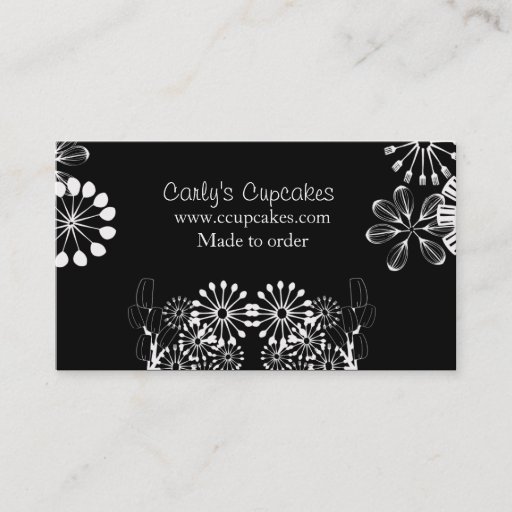 Customizable Black &amp; White Utensil Garden Business Card Templates