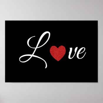 Black White Valentine Heart Poster by PandaCatGallery at Zazzle