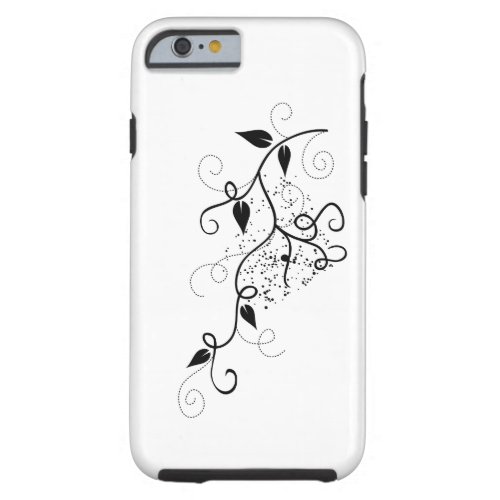 Black  white vector ivy swirl branch silhouette tough iPhone 6 case