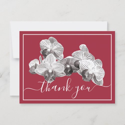 BlackWhite Veined Orchids Pink Backdrop Thank You Postcard