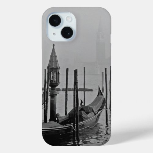 Black  White Venice Italy Travel iPhone 15 Case