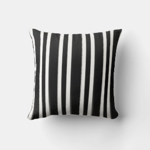 Black & White Vertical Stripe Paint Brush Throw Pillow