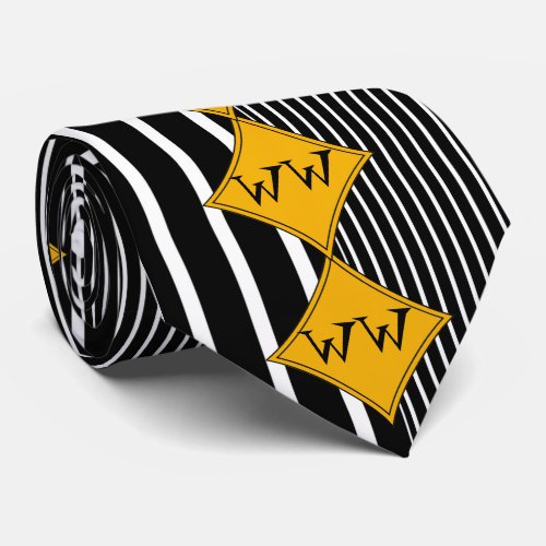 Black White Vertical Stripes Freesia Diamonds Tie