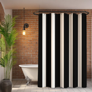 Black & white vertical stripes pattern shower curtain