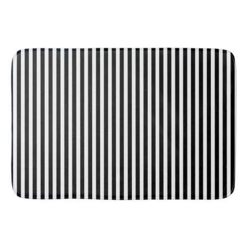 Black White Vertical Stripes Striped Pattern Chic Bath Mat