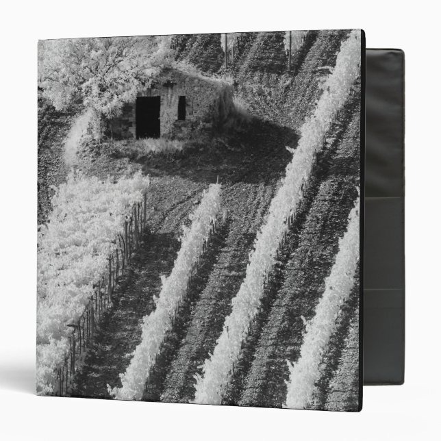 Black & White view of small stone barn 3 Ring Binder (Front/Inside)