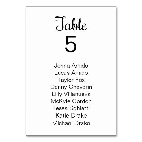 Black White Vine Wedding Seating Chart Cards