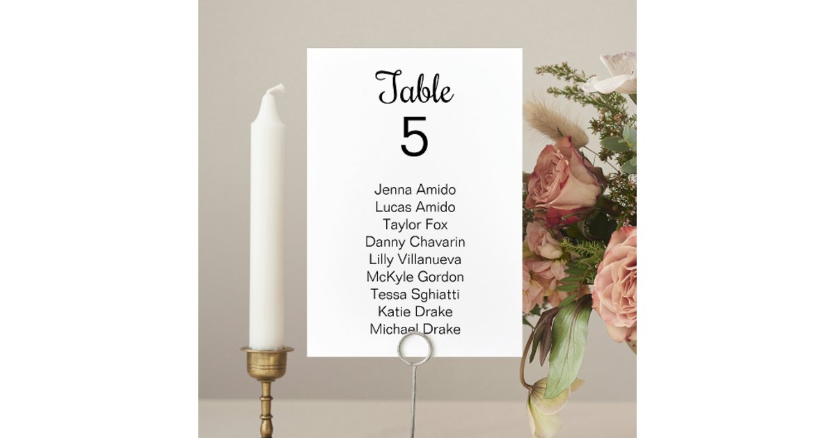 Black White Vine Wedding Seating Chart Cards Zazzle