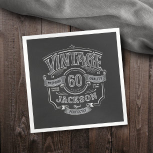 Black & White Vintage Aged To Perfection Birthday Napkins