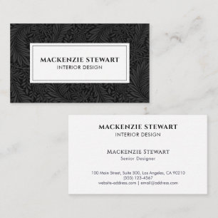 Black White Vintage Botanical Professional Business Card