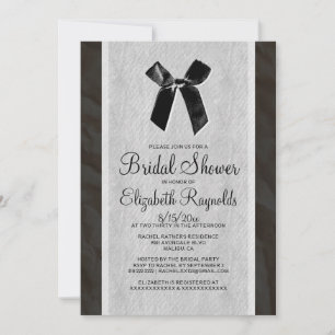Black White Vintage Bow Linen Bridal Shower Invite