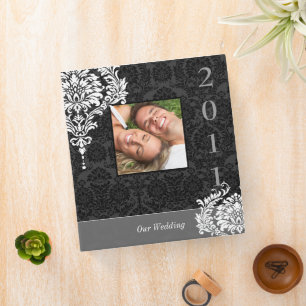 Black & White Vintage Damask Your Photo Wedding Binder