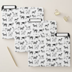 Black & White Vintage Dogs Pattern File Folder