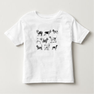 Black & White Vintage Dogs Pattern Toddler T-shirt