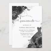 Black & White Vintage Elegant Quinceanera Party Invitation (Front/Back)