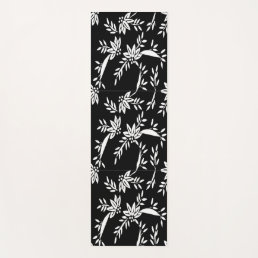 Black &amp; White Vintage Floral Art Deco Stripes  Yoga Mat