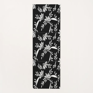 Black & White Vintage Floral Art Deco Stripes Yoga Mat