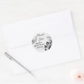 Black White Vintage Floral Bridal Shower Thank You Classic Round Sticker (Envelope)