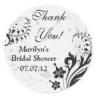 Black White Vintage Floral Bridal Shower Thank You