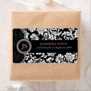 Black & White Vintage Floral Damasks Label