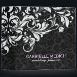 Black & White Vintage  Floral Damasks & Lace 3 Ring Binder<br><div class="desc">Elegant black floral damasks pattern background with white floral lace accents,  avery binder template. If you need any help customizing any of my designs,  contact ArtOnWear designer. Free text formatting with live help available by request.</div>