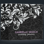 Black & White Vintage  Floral Damasks & Lace 3 Ring Binder<br><div class="desc">Elegant black floral damasks pattern background with white floral lace accents,  avery binder template. If you need any help customizing any of my designs,  contact ArtOnWear designer. Free text formatting with live help available by request.</div>